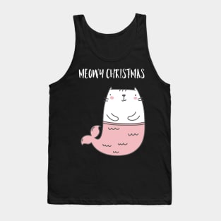 Mermaid Christmas cat Tank Top